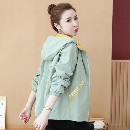 Spring Autumn Womens Short Jacket Coat New Fashion Hooded Student Baseball Uniform Plus Size Female Windbreaker Coat Outerwear