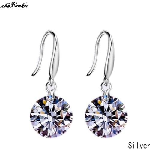 Chic Women Silver Plated Ear Hook Chandelier Crystal Dangle Earring Gift