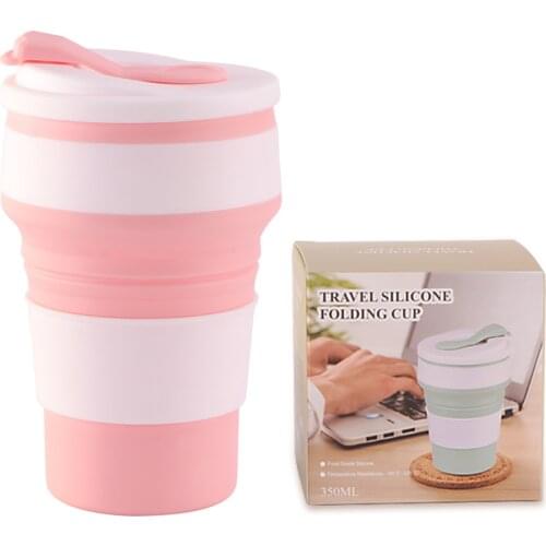 Folding Cups 400ml BPA FREE Food Grade Water Cup Travel Silicone Retractable Coloured Portable Outdoor Coffee Handcup