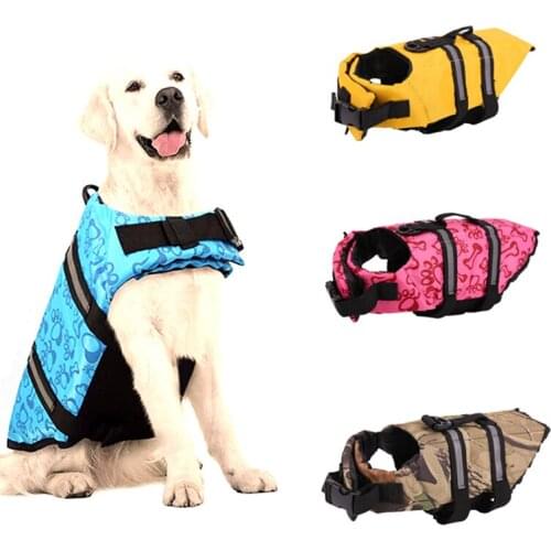 Pet Dog Life Jacket With Adjustable Buckle Summer Outdoor Puppy Safety Clothes Vest Tshirt Swimming SuitBoating kayak