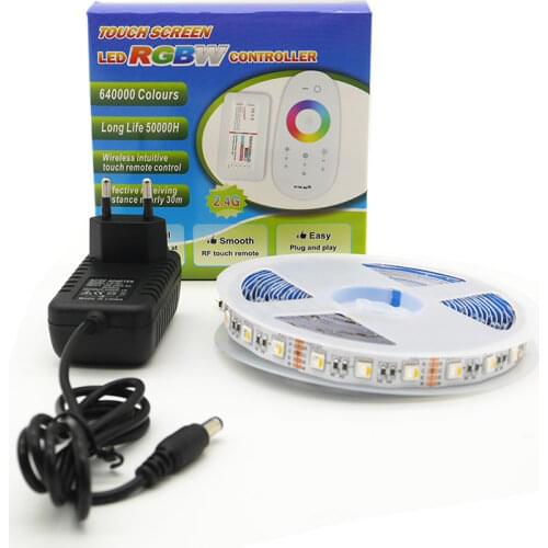 12V 24V 5M 10M 15M 4 in 1 RGBW/RGBWW LED Strip Set 5050 Flexible Lamp Tape + Power Adapter + 24keys WiFi / 2.4G RGBW Controller