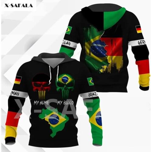 Brazil National Emblem Skull Country Map Flag Greece 3D All Printed Hoodie Man Women Harajuku Zipper Pullover Sweatshirt Jacket