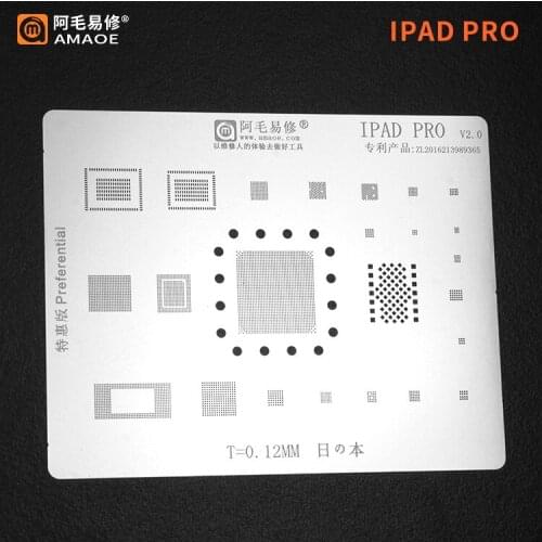 0.12MM Amaoe BGA Stencil Reballing For Repairing FOR IPad Steel Mesh FOR IPad Pro Steel Mesh Motherboard Chip Tin Mesh With CPU