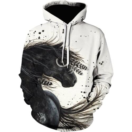 Streetwear Animals Horse hoodies 3D Printed high quality autumn Sweatshirt Hip Hop Style Pullover Gothic Retro mens Jacket 5XL