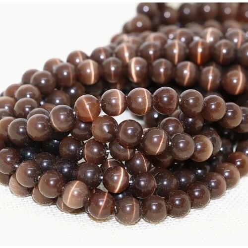 Vintage factory outlet brown smooth round cat eyes opal stone spacer loose beads 4,6,8,10,12mm jewelry making 14inch B1581