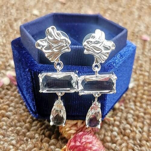 Zerong newest crystal dangling Earrings silver gold earring animals head drop earing for lady jewelry decoration