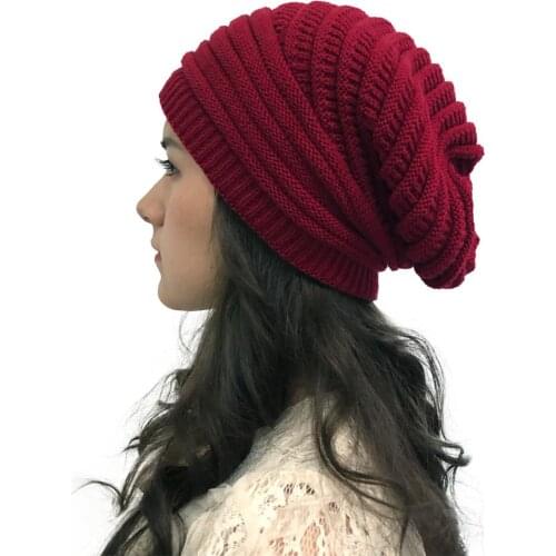 Women Knitting Beanie Hat High Quality Winter Warmer Ear Thick Soft Beanie Lady Chunky Knitted Rib Hats
