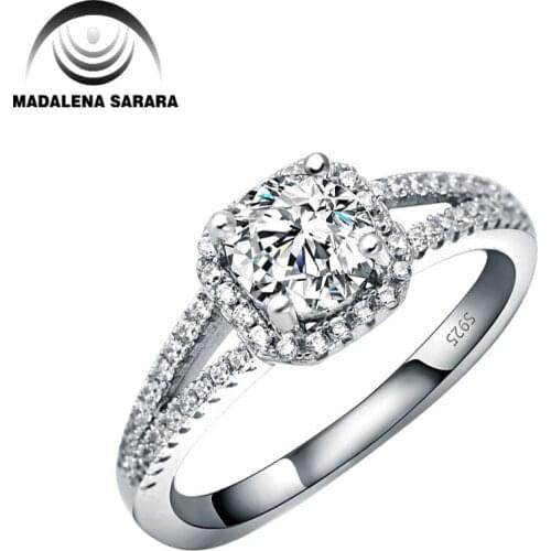 MADALENA SARARA AAAA Cubiz Zirconia Ring Sterling Silver 925 Ring Classical Shape Stone Ring For Women Jewelry