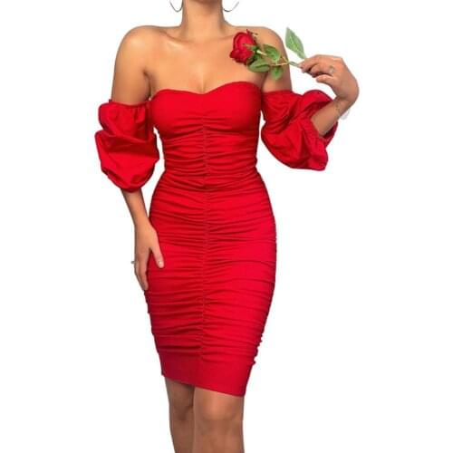 2021 Summer New Fashion Temperament Red Pleated Dress Womens Clothing