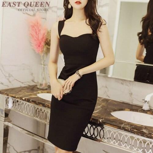 Sexy Party Pencil Dress Noodles Dinner Dresses For Women Suspenders Slit Black Bodycon Dresses For Woman 2019 DD2305