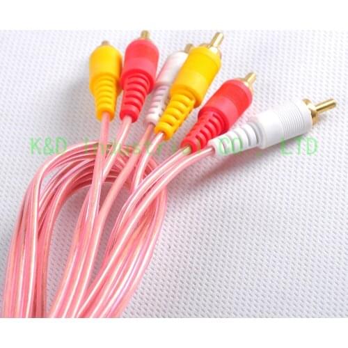 1pc Pink 3 RCA Male to 3 RCA Male 1.5m Adapter Cord Jack Stereo Cable Audio Video AV Cord