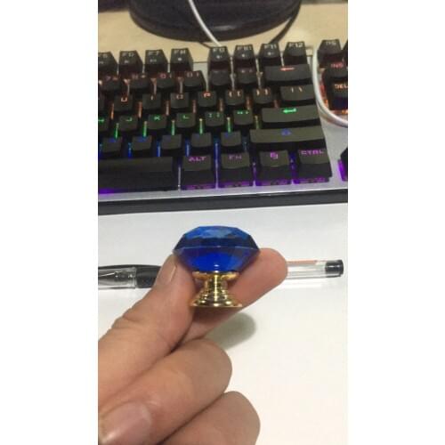 10pcs 30mm blue crystal handle and gold base