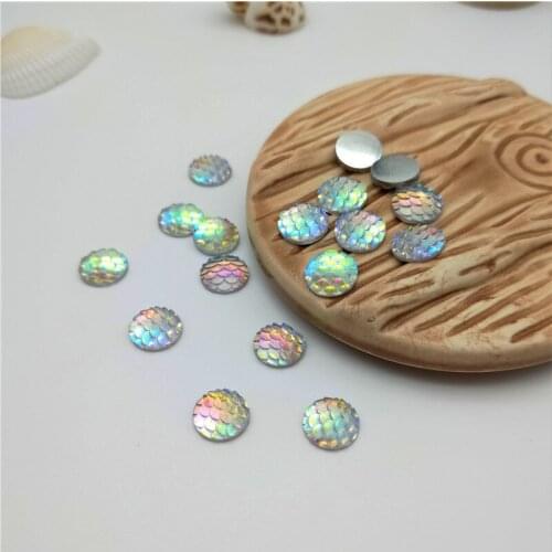 100PCS 8mm AB round fish scale beads resin rhinestone Flatback Beads Strass Crystal Stones For Clothes Craft