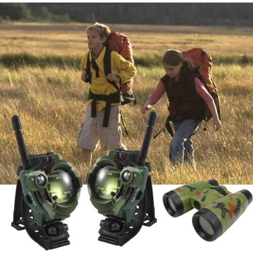 2pcs 7 in 1 Kids Chlidren Electronic 2-Way Radio Walkie Talkies Interphone Watch with 1pcs Binoculars Toy for Nerf Game Supplies