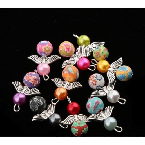 20pcs Angel Wing Charms Pendant Beads Cute Colorful Angels Findings DIY Crraft