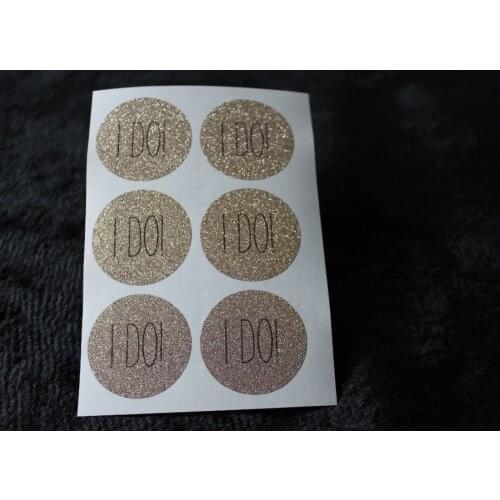 3.8cm I DO Rose gold glitter classic round sticker