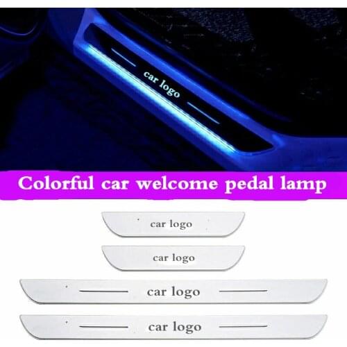 4pcs USB Power Moving LED Welcome Pedal Car Scuff Plate Pedal Door Sill Pathway Light For Peugeot For Tesla For OPEL MITSUBISHI
