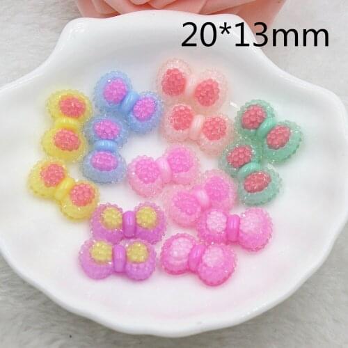 50pcs/lot kawaii resin bow mix colors for kids flat back resin cabochons accessories