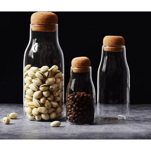 80%HOT150/300/700ml Storage Bottle Spices Sugar Tea Coffee Cork Stopper Glass Jar Can