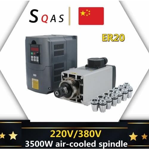 Free shipping, fast shipping, 3500W air-cooled spindle 220V/380V + 4KW HY VFD 220V/380V CNC air-cooled spindle kit