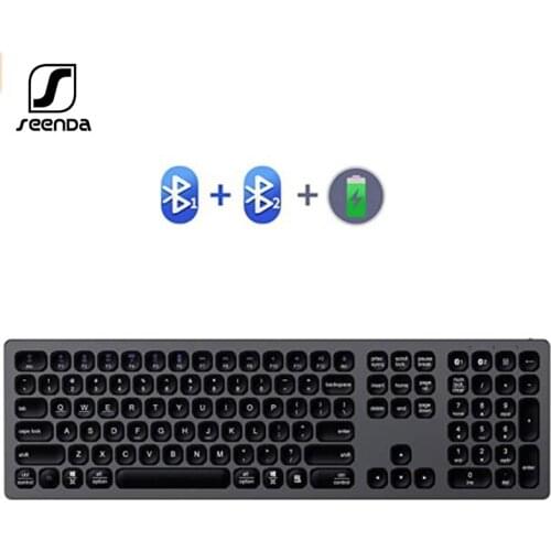 SeenDa Bluetooth-compita Keyboard Wireless Rechargeable Multi-Device Bluetooth-compita Keyboard Aluminum Wireless Keyboard