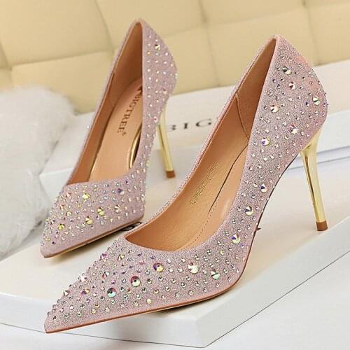 BIGTREE Sexy High Heels Women Crystal Shoes Woman Pumps Ladies Wedding Bride Heels Bling Rhinestone Ladies Summer Stiletto Shoes