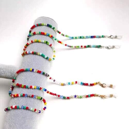 Eyeglasses Chain Color Crystal Beaded Chain Necklace Sunglasses Lanyard Eyewear Retainer Strap Women Girls Layered Bracelet