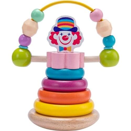 Montessori Wooden Rainbow Tower Stacking Ring Toy For child Puzzle Stacker Color Recognition Building Blocks Toy Education Toys