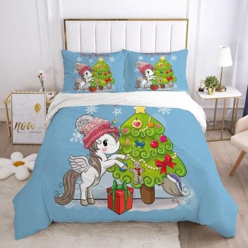 Kids Bedding Set for baby cartoon Bed linen set for home duvet cover flat sheet family sets Euro 200*220 Christmas unicorn