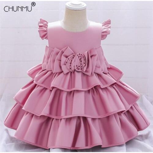 Christmas Tutu Dress 1st Birthday Dress For Baby Girl Clothes Fly Sleeve Bow Princess Baptism Dress Party Wedding Dress