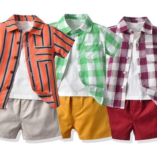 Baby Boys Clothes Summer Gentleman Birthday Suits Newborn Party Dress Soft Cotton Tshirt Short Shirts 3PCS Infantil Toddler Set