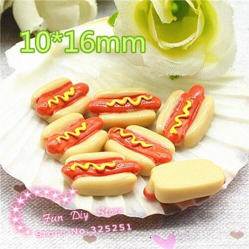 Resin flat back hot dog food cabochon for decoration 10*16mm 50pcs/lot