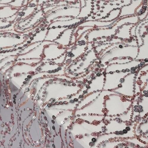 Quality gauze fabric Sequin plant jacquard embroidery tissus Cheongsam dress gown material