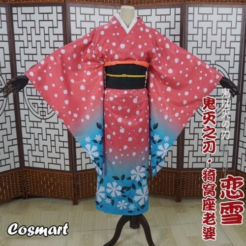 Anime Demon Slayer Kimetsu no Yaiba Akaza Wife Snow Lovers Kimono Uniform Cosplay Costume Halloween Suit For Women Men Outfit Ne