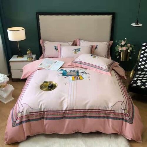 60s digital printing cotton wool 4-piece set,pure cottom American light luxury bedding