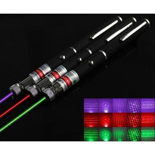 6in1 5mw 405Nm 530Nm 650Nm Red Green Blue Laser Pointer Pen Laser Flashlight + 5 Star Caps Beam Light ,Aperture, Kaleidoscopic