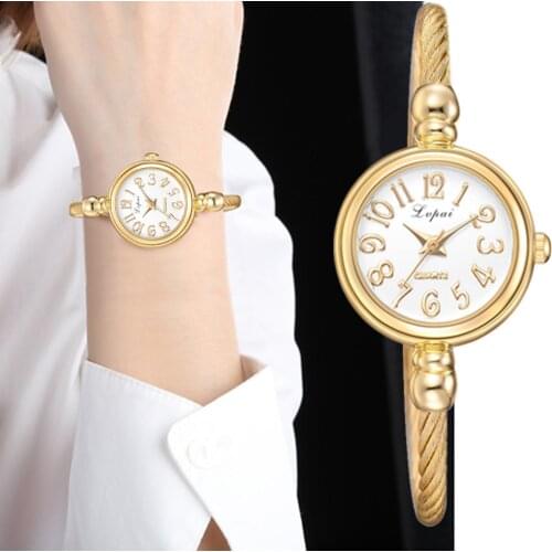 Lvpai Frauen Kleine Gold Armreif Armband Luxus Uhren Edelstahl Damen Quarz Armbanduhr Marke Casual Frauen Kleid Colck