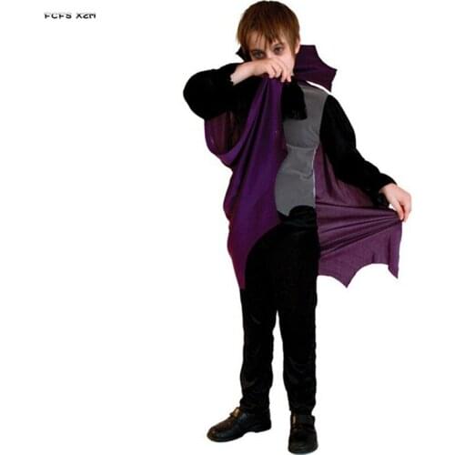 M-XL Boys Halloween Vampire Cloak Costumes Kids Children Dracula Scary Cosplay Carnival Purim Stage play Masquerade party dress