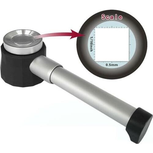 Silver 10X LED Lighted Metal Handle Magnifying Glass with Scale Handheld Magnifier Portable Loupe with LED Light