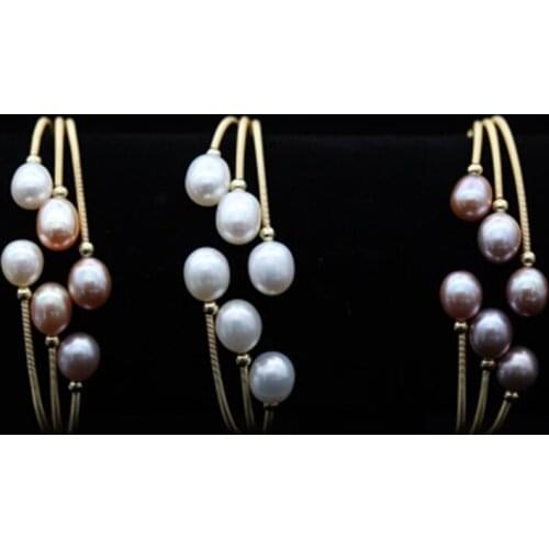 Hand-Wound Braided 100% AA Natural Freshwater Pearl Multilayer Bracelet 14K Real Gold Plated Copper Bangle Fine Jewelry