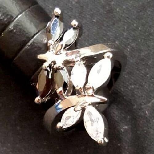 Fleure Esme fashion Engagement Wedding Rings for women Explosion models Blcak White Cubic Zirconia Rhodium Plated R179 size 6 9