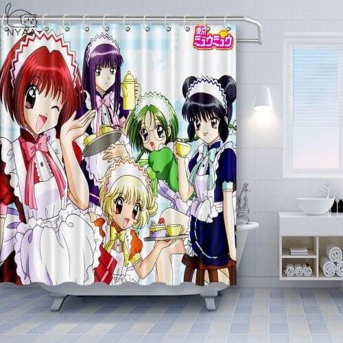 NYAA Tokyo Mew Mew Waterproof Fabric Mildew Proof Shower Curtain Bathroom Curtains With 12 Hook