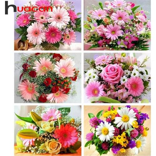 Huacan 5d DIY Full Square Diamond Painting Daisy Diamond Embroidery Kits Cross Stitch Mosaic Flower Rhinestone Pictures
