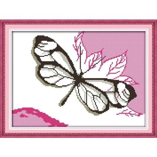 A butterfly and flowers cross stitch kit catoon simple Aida counted 18ct 14ct 11ct printed embroidery DIY handmade needlework