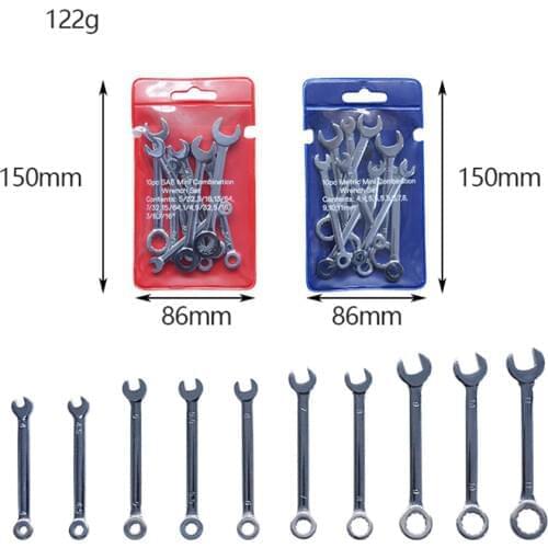 Mini Spanner Wrenches Set Key Ring Spanner Explosion-proof Pocket British/Metric Type Wrenches 10pcs/set