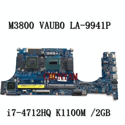 FOR DELL Precision M3800 Laptop Motherboard VAUB0 LA-9941P I7-4712HQ K1100M 2GB CN-0PPPP8 PPPP8 Mainboard notebook PC 100%Tested