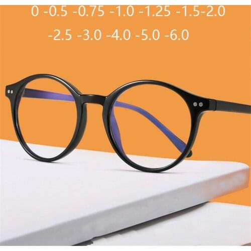 0 -0.5 -0.75 To -6Literary Round Nearsighted Glasses Prescription Spectacles Aspheric Green Coating Myopic Lens Myopes Lunettes