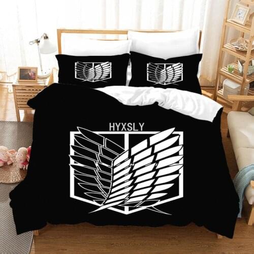 Duvet Cover Sets Anime Attack on Titan 3D Printed Comforter Bedding Set Pillowcases Bedclothes Queen King Single Size Bed Linen