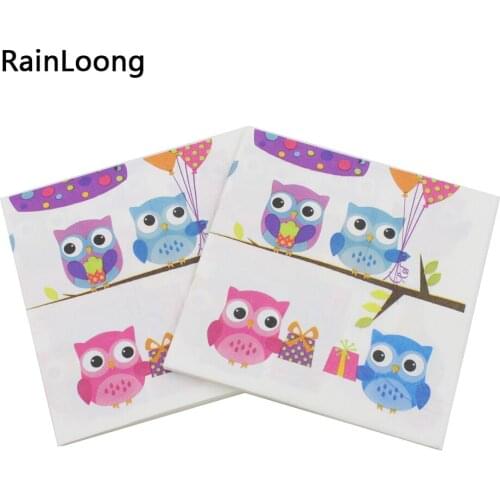 [RainLoong] Owl Dinner Napkins and Printed Feature Paper Serviettes For Cocktail Party Decor Decoupage Craft 33*33cm 1 pack