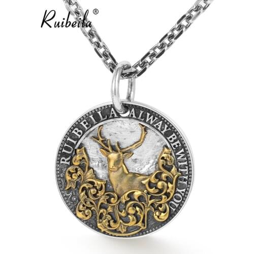 Ruibeila un cerf vous a carte ronde pendentif collier mode couple modèles 925 collier en argent cadeau de Saint Valentin
